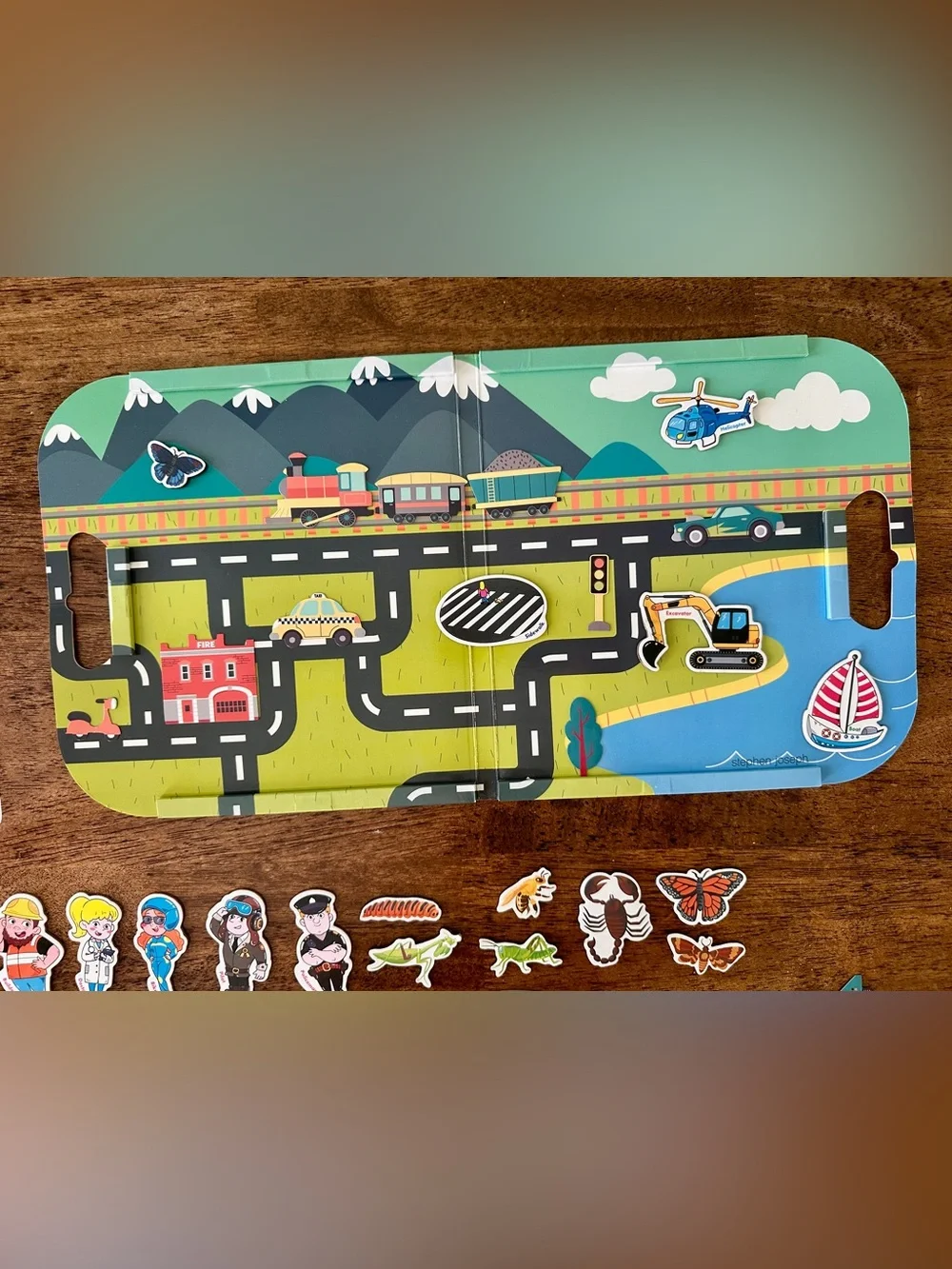 Stephen Joseph Transportation Magnetic Play Set + Extra Magnets + Storage Case
